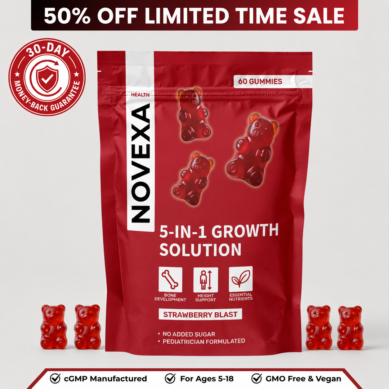 Novexa Health™ 5-in-1 Growth Gummies